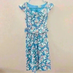 Vintage Lindy Bop Blue Floral dress size 12